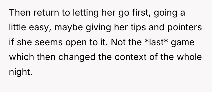 Then return to letting her go first, going a little...