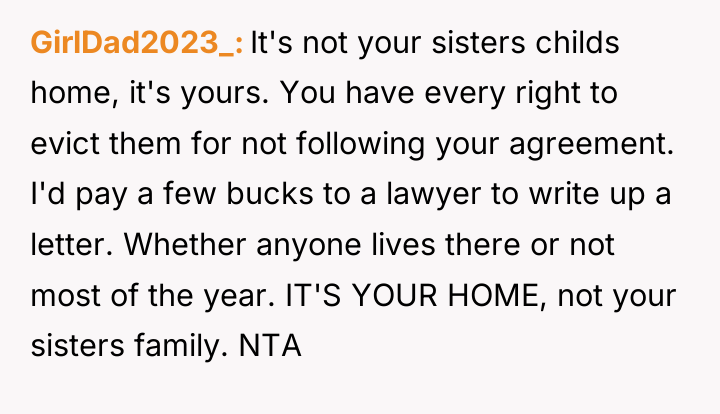 GirlDad2023_ It's not your sisters childs home, it's yours. You...