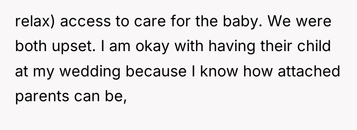 relax) access to care for the baby. We were both...