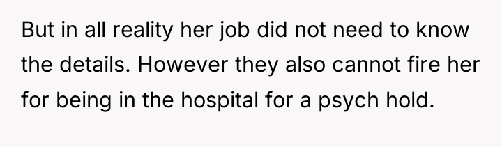 But in all reality her job did not need to...
