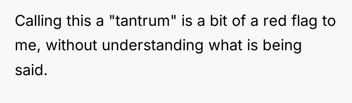 Calling this a "tantrum" is a bit of a red...