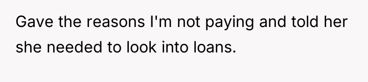 Gave the reasons I'm not paying and told her she...