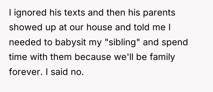 I ignored his texts and then his parents showed up...
