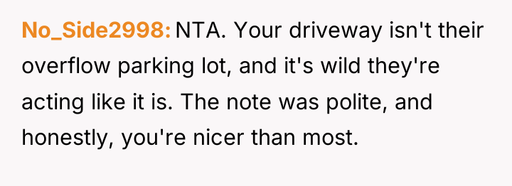 No_Side2998 NTA. Your driveway isn't their overflow parking lot, and...