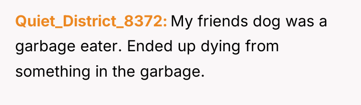 Quiet_District_8372 My friends dog was a garbage eater. Ended up...