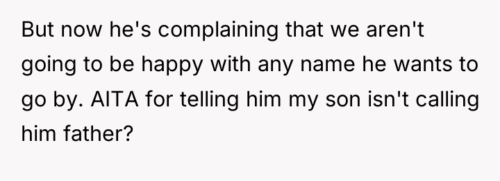 But now he's complaining that we aren't going to be...