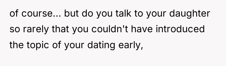 of course... but do you talk to your daughter so...