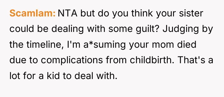 ScamIam NTA but do you think your sister could be...