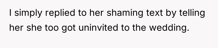 I simply replied to her shaming text by telling her...