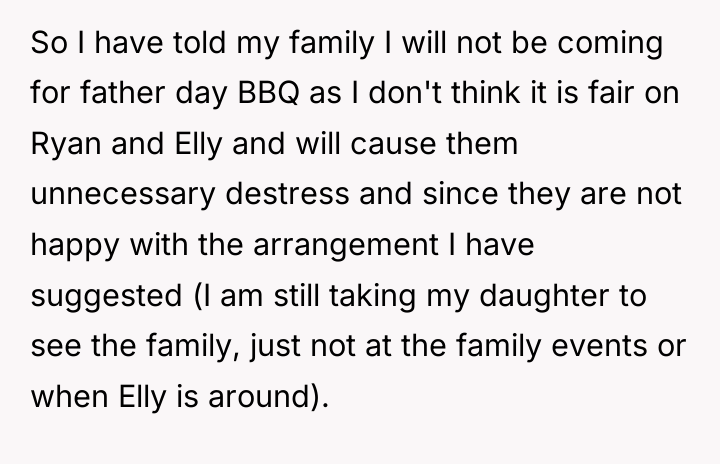 So I have told my family I will not be...