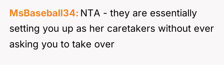 MsBaseball34 NTA - they are essentially setting you up as...