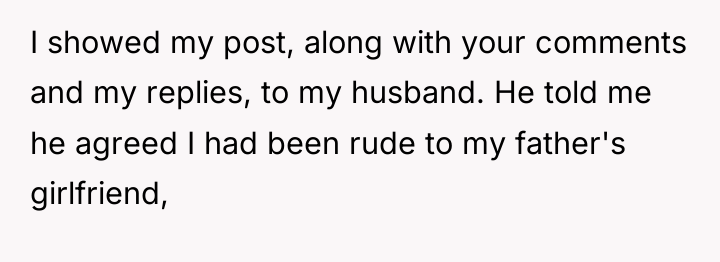 I showed my post, along with your comments and my...