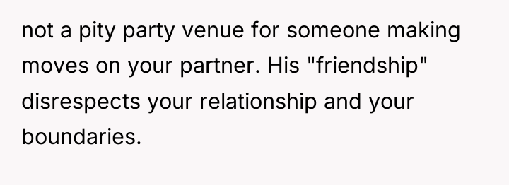 not a pity party venue for someone making moves on...