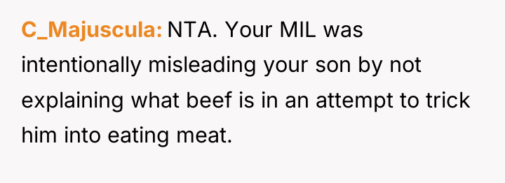 C_Majuscula NTA. Your MIL was intentionally misleading your son by...
