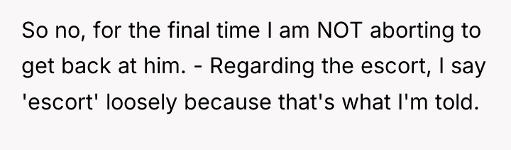So no, for the final time I am NOT aborting...