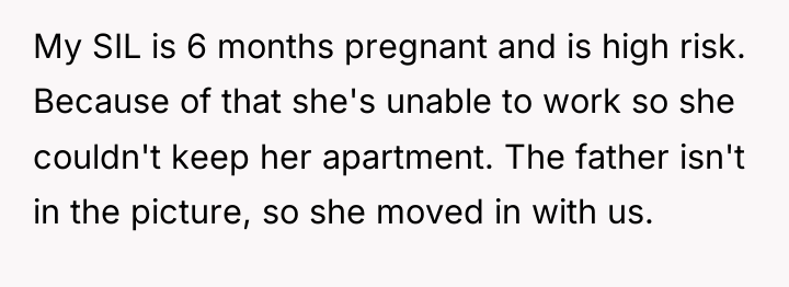 My SIL is 6 months pregnant and is high risk....