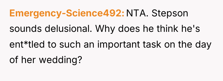 Emergency-Science492 NTA. Stepson sounds delusional. Why does he think he's...