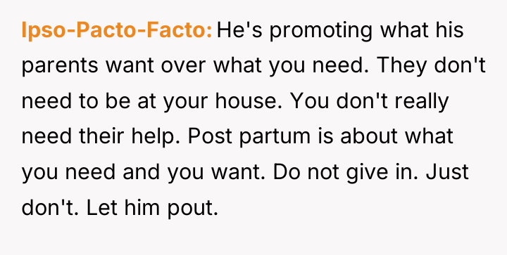 Ipso-Pacto-Facto He's promoting what his parents want over what you...