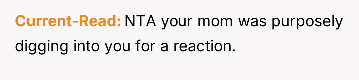 Current-Read NTA your mom was purposely digging into you for...