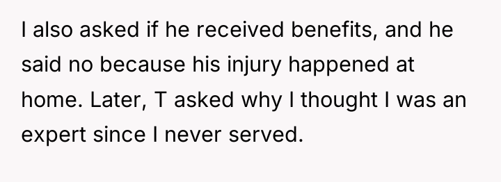 I also asked if he received benefits, and he said...
