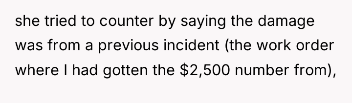 she tried to counter by saying the damage was from...