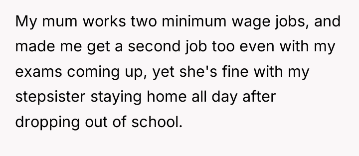 My mum works two minimum wage jobs, and made me...
