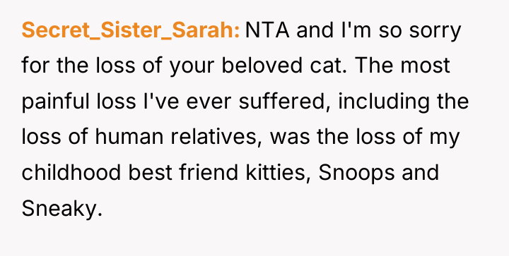 Secret_Sister_Sarah NTA and I'm so sorry for the loss of...