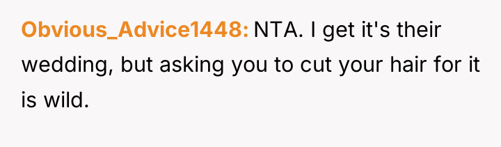 Obvious_Advice1448 NTA. I get it's their wedding, but asking you...
