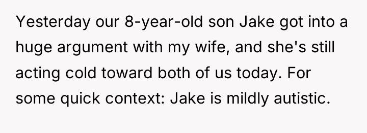 Yesterday our 8-year-old son Jake got into a huge argument...