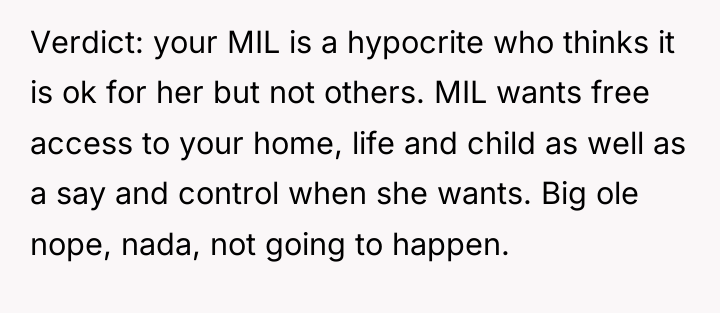Verdict: your MIL is a hypocrite who thinks it is...