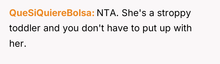QueSiQuiereBolsa NTA. She's a stroppy toddler and you don't have...