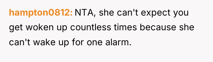 hampton0812 NTA, she can't expect you get woken up countless...