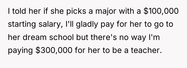 I told her if she picks a major with a...