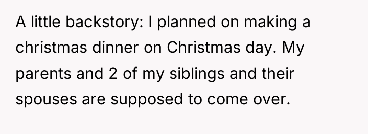 A little backstory: I planned on making a christmas dinner...