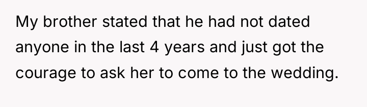 My brother stated that he had not dated anyone in...