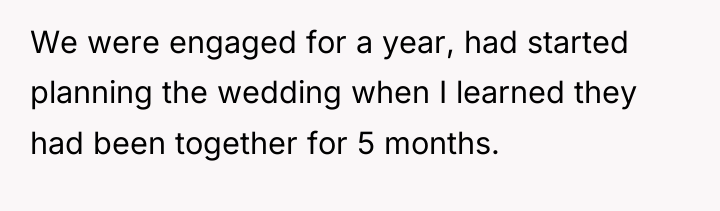 We were engaged for a year, had started planning the...