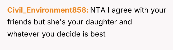 Civil_Environment858 NTA I agree with your friends but she's your...