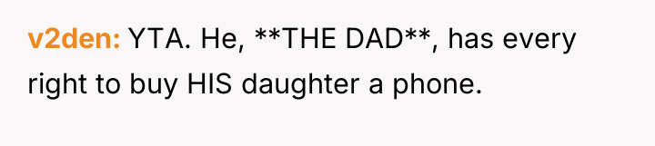 v2den YTA. He, **THE DAD**, has every right to buy...