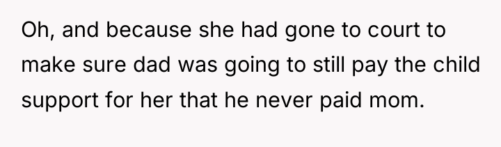 Oh, and because she had gone to court to make...
