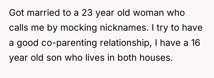 Got married to a 23 year old woman who calls...