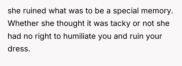 she ruined what was to be a special memory. Whether...