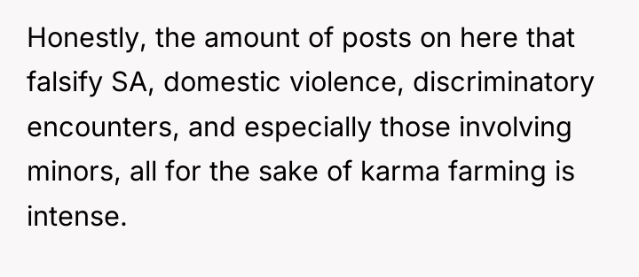 Honestly, the amount of posts on here that falsify SA,...