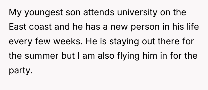 My youngest son attends university on the East coast and...