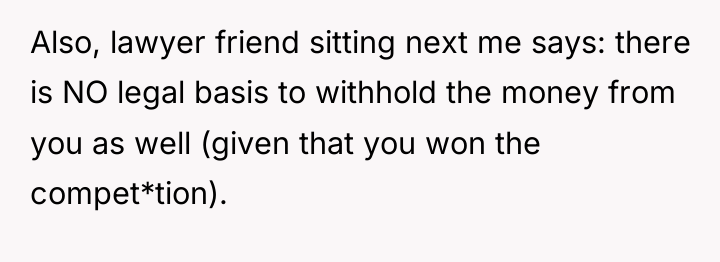 Also, lawyer friend sitting next me says: there is NO...