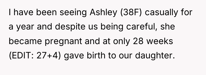 I have been seeing Ashley (38F) casually for a year...