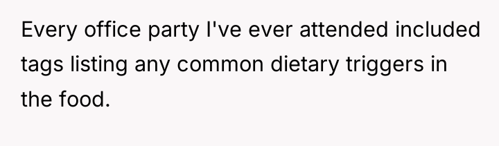 Every office party I've ever attended included tags listing any...