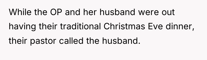 While the OP and her husband were out having their...