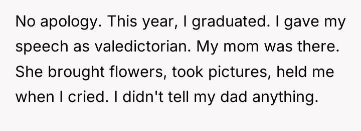 No apology. This year, I graduated. I gave my speech...