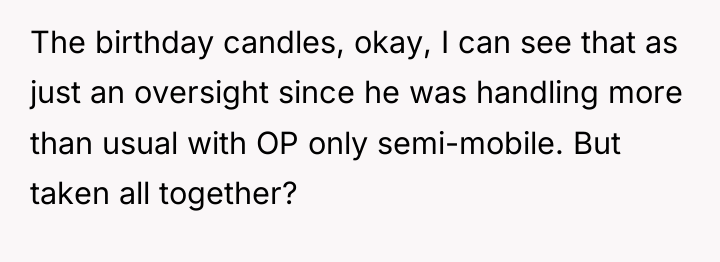 The birthday candles, okay, I can see that as just...