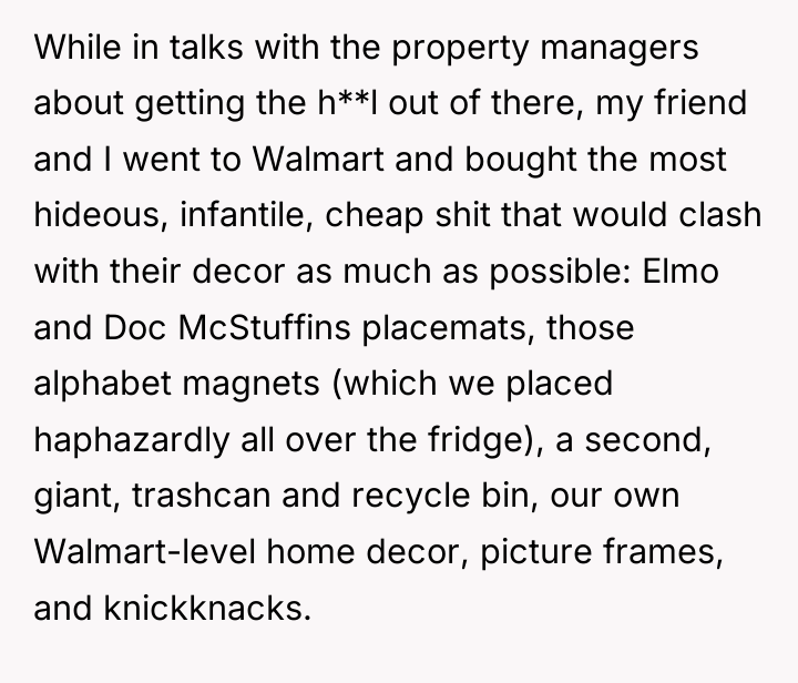 While in talks with the property managers about getting the...